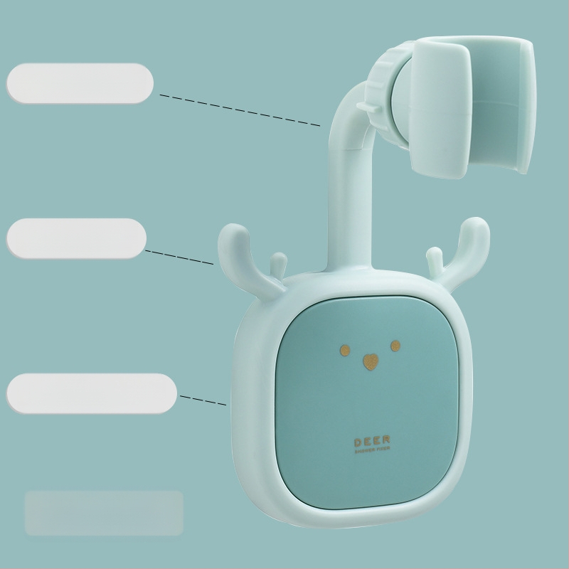 Suport de duș montaj fără găuri — din plastic, suport reglabil pentru cap de duș, stil desene animate, brand Initial Benefit