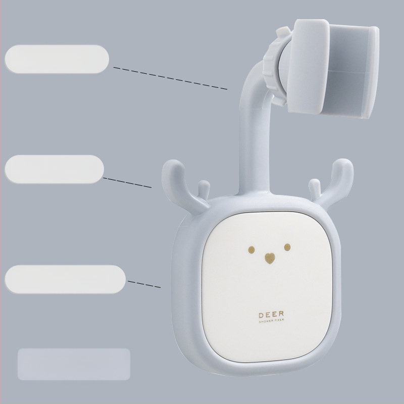 Suport de duș montaj fără găuri — din plastic, suport reglabil pentru cap de duș, stil desene animate, brand Initial Benefit