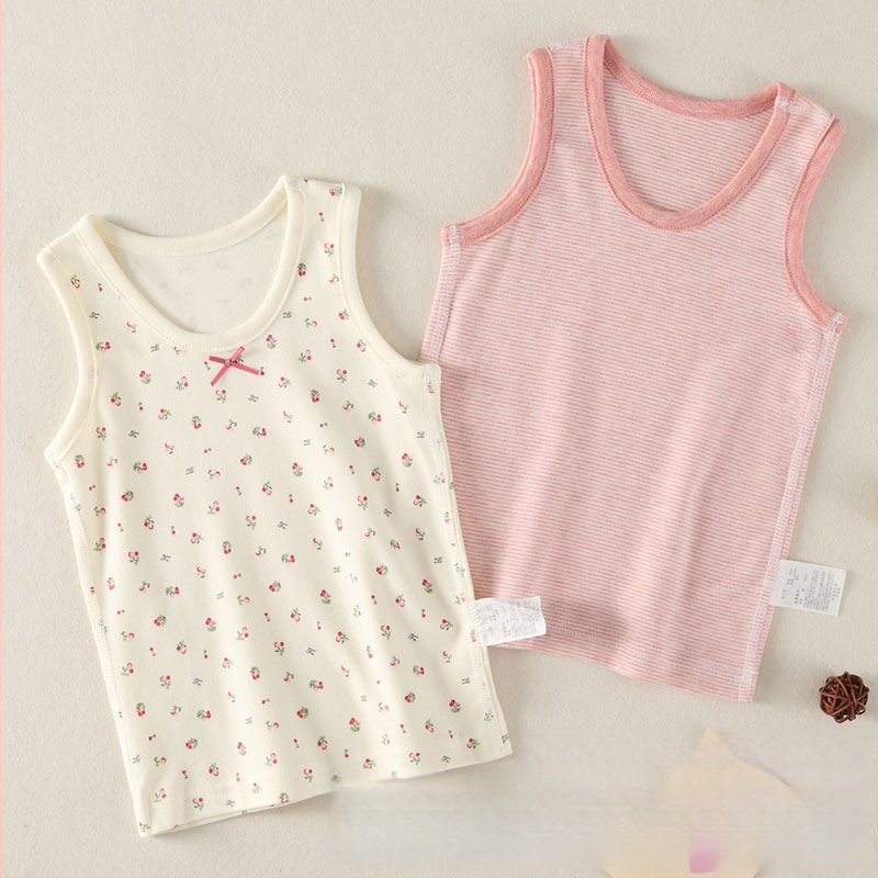 Детски памучен безръкав потник за вътрешно облекло, кръгло деколте, 100% памук, за деца 3–8 г, пролет и есен, основен слой