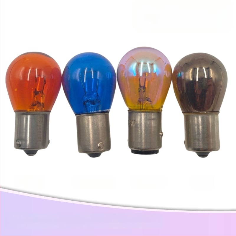 Automobilio stabdymo lemputė S25 halogeninė, 12/24V, 21/5W, vienos ar dviejų siūlų, plokščias kontaktas, kryžminis kontaktas, aukštas/žemas kojelė