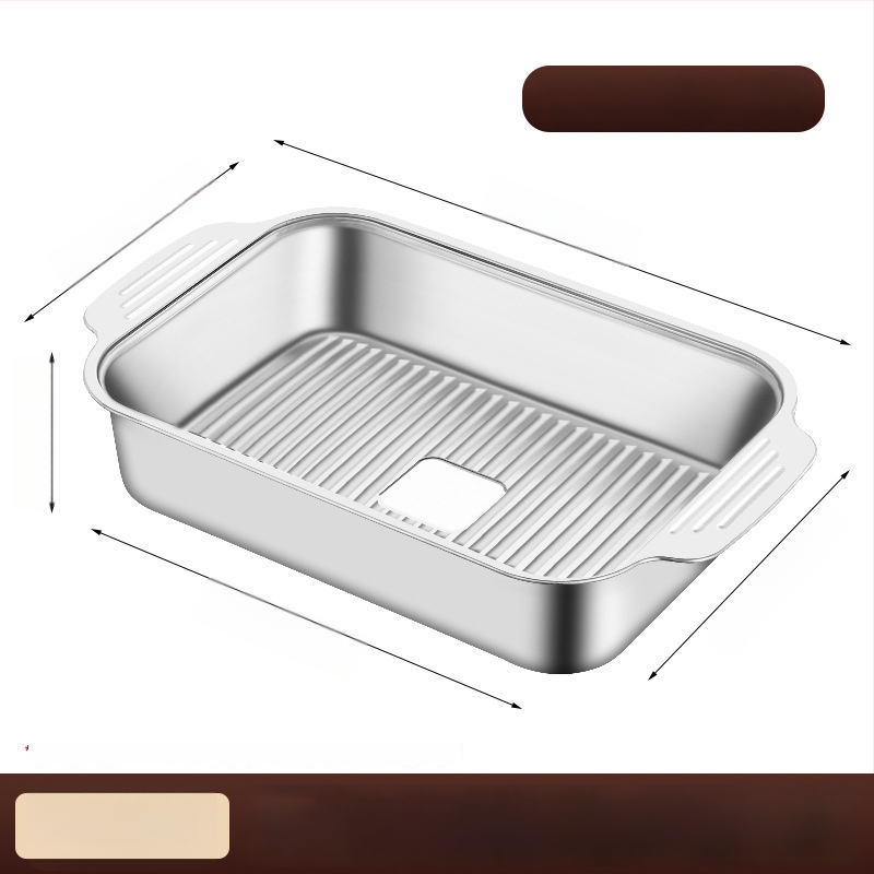 Плоча за грил риба от неръждаема стомана, квадратна, с дръжка за безопасност, електроплакирана повърхност, мултифункционална, за дома и професионално ползване