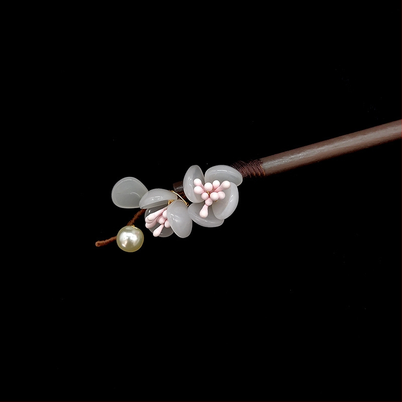 Puidust juukseklips lillemotiiviga glasuuriga (Materjal: Glass/Glaze; Stiil: Retro; Vormimine: Lilled; Kohandamine: Jah)