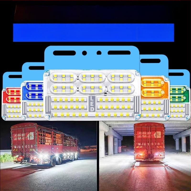 Keturių eilių LED šoninė šviesa sunkvežimiams ir priekaboms, 24V, atspari vandeniui, 5-10W, korpusas PC+geležies laikiklis, tarnavimo laikas 50 000 h