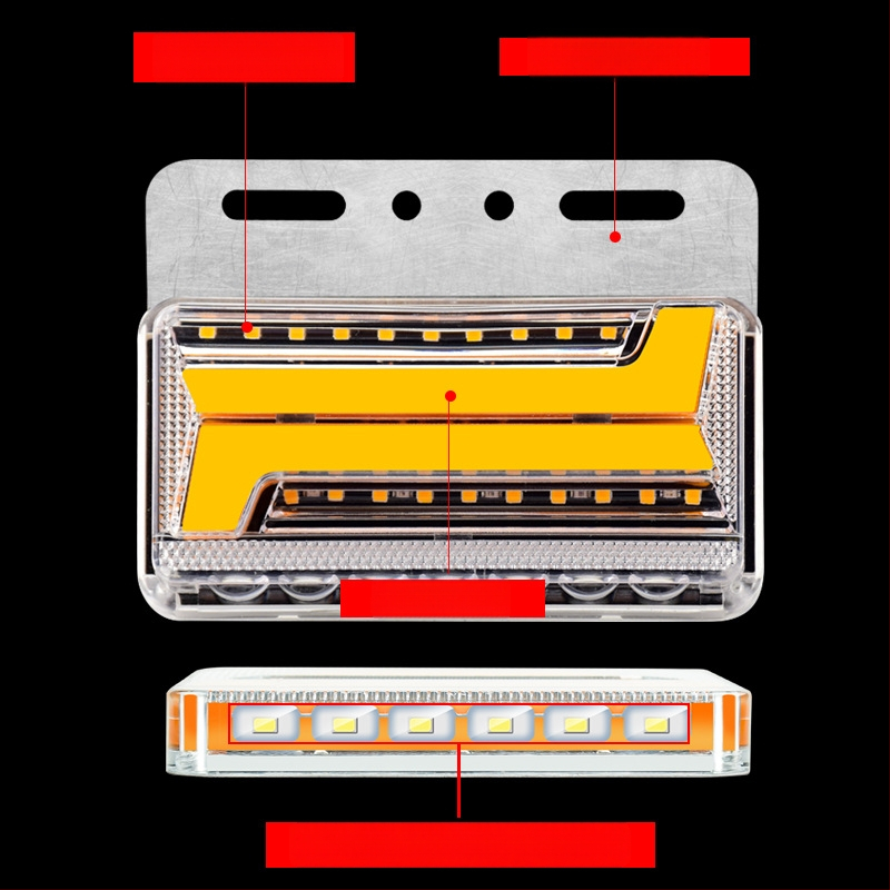 Krovininės LED šoninė šviesa, atspari vandeniui dvipusiai krašto šviesai, 24V, posūkio signalas