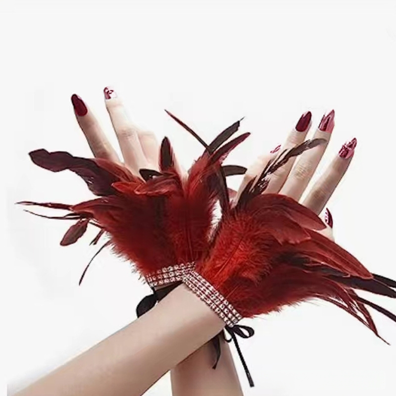 Brățară cu pene pentru încheietură, cristale diamant, stil gotic (Brand: Other; Disponibilitate: Ready stock; Grupă de vârstă: Adulți; Sezon: Primăvara 2025)