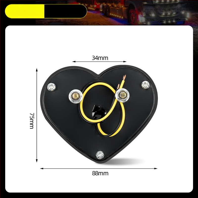 Širdies formos 24 LED kontūro šviesa krovininiams automobiliams, 12/24V, IP60, 0.5W, 3000 lm