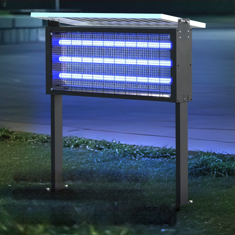 Napelemes szúnyogriasztó lámpa kültérre — vízálló, elektromos sokkoló; lefedettség 100–400 m²; 1500 mAh+ akkumulátor; levehető akkumulátor.