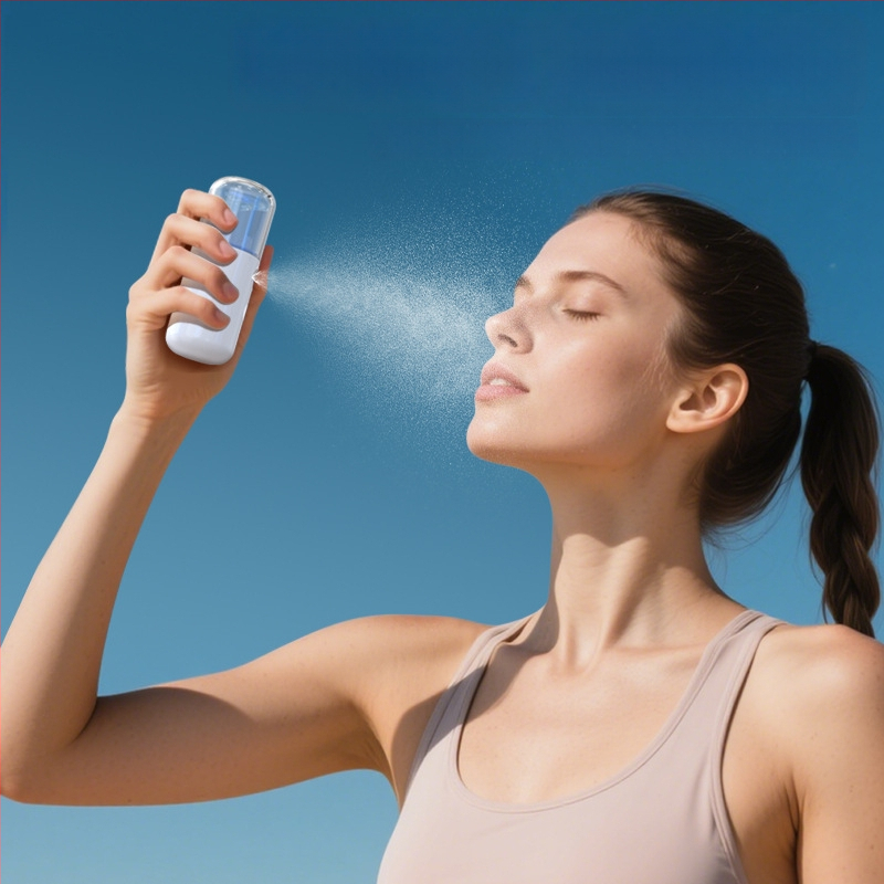 Rankinis veido veido sejas drėkinimo purkštuvu, kompaktiškas USB įkrovimas, šaltas purškimas, dulksnos laikas 31–60 s, įmontuota baterija 100–300 mAh, veikimo laikas 1–3 val