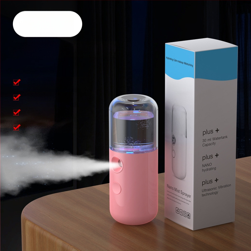 Rankinis veido veido sejas drėkinimo purkštuvu, kompaktiškas USB įkrovimas, šaltas purškimas, dulksnos laikas 31–60 s, įmontuota baterija 100–300 mAh, veikimo laikas 1–3 val