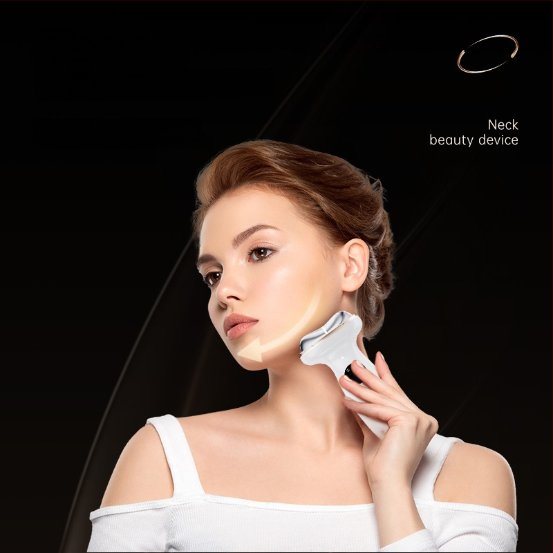 Kaklo grožio prietaisas su vibracijos masažu, fotonine terapija ir ledų režimas; skirtas pakėlimui, tonizavimui, raukšlių mažinimui ir odos atjauninimui (Modelis DYM063)