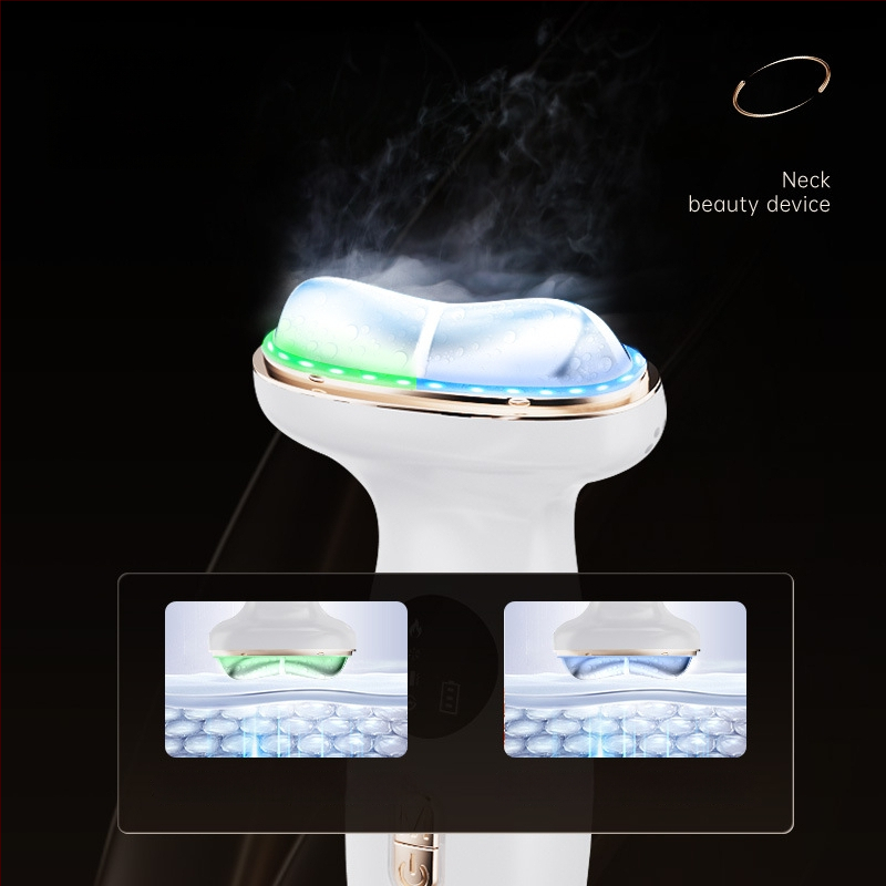 Kaklo grožio prietaisas su vibracijos masažu, fotonine terapija ir ledų režimas; skirtas pakėlimui, tonizavimui, raukšlių mažinimui ir odos atjauninimui (Modelis DYM063)