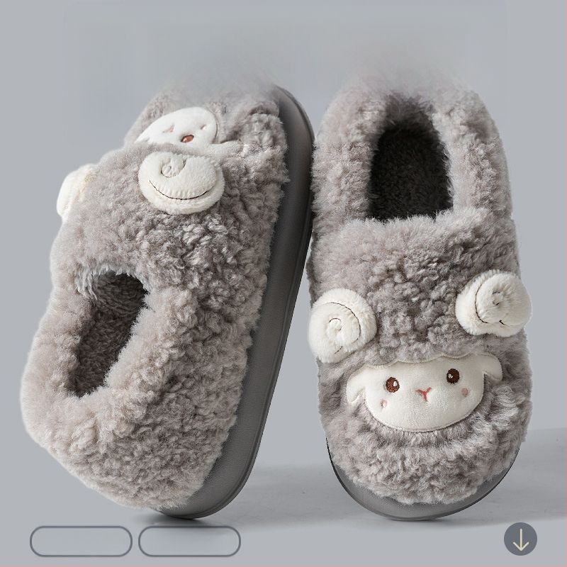 Унисекс зимни чехли с връх от замш, пухена подплата, EVA подметка, антихлъзгаща подметка, височина на тока около 3.5 cm