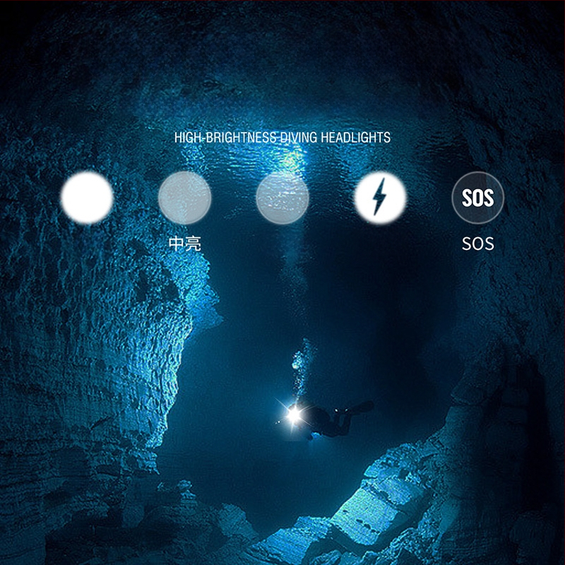 Многофункционален подводен челник с LED 10W, батерии 18650/21700, водоустойчив, обхват 100–200 м, ръчно захранване