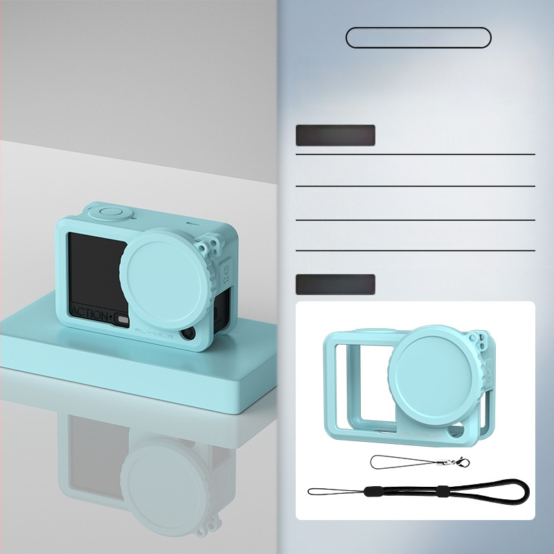 Husă din silicon pentru DJI Action 6 cu protecție a obiectivului, absorbție a șocurilor și protecție anti-cadere — Greutate 14,7 g