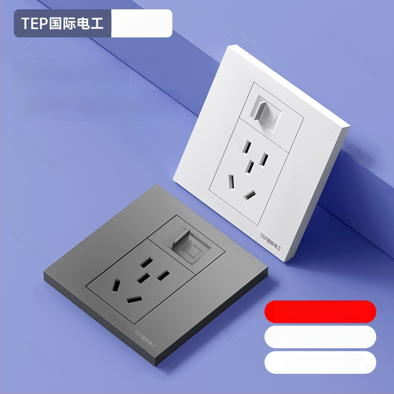 86 tipa sienas iekšējais panelis ar Cat6 tīkla portu un 5-pin barošanas kontaktu, 16 A, 220 V, tin-fosfora bronza kontakti, 3C sertifikāts