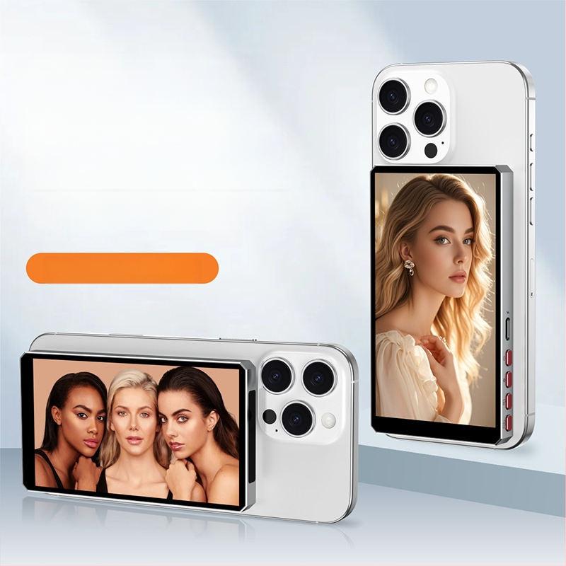 Pt004 Dispozitiv de mirroring a ecranului telefonului din aliaj de aluminiu, Bluetooth wireless, ecran selfie magnetic pe partea din spate, compatibil Android, iOS și HarmonyOS