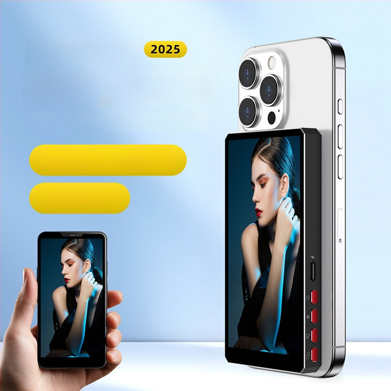 Pt004 Dispozitiv de mirroring a ecranului telefonului din aliaj de aluminiu, Bluetooth wireless, ecran selfie magnetic pe partea din spate, compatibil Android, iOS și HarmonyOS
