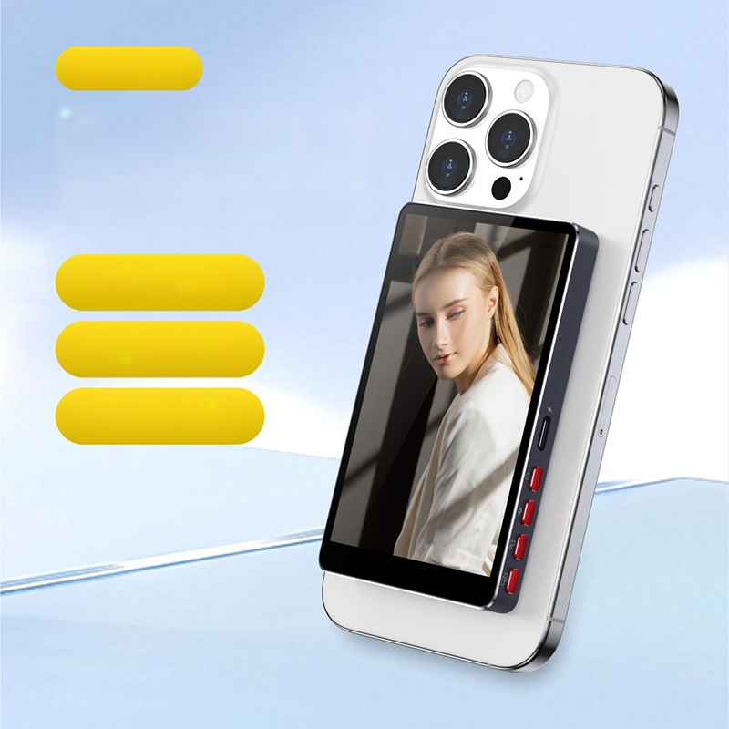 Pt004 Dispozitiv de mirroring a ecranului telefonului din aliaj de aluminiu, Bluetooth wireless, ecran selfie magnetic pe partea din spate, compatibil Android, iOS și HarmonyOS