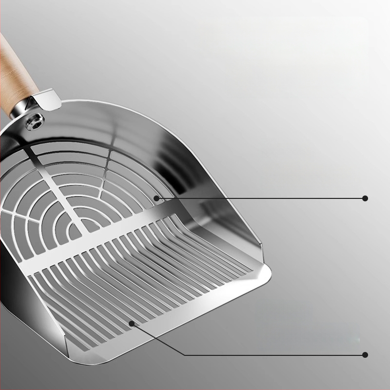 Lopată pentru nisip de pisică, National Favorite, dintr-un bloc de oțel inoxidabil 304, design cu două găuri