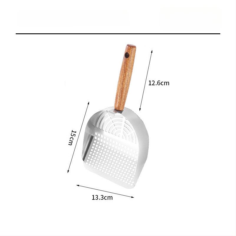 Lopată pentru nisip de pisică, National Favorite, dintr-un bloc de oțel inoxidabil 304, design cu două găuri