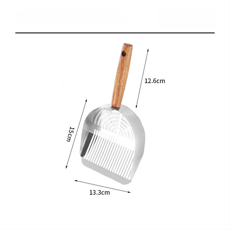 Lopată pentru nisip de pisică, National Favorite, dintr-un bloc de oțel inoxidabil 304, design cu două găuri