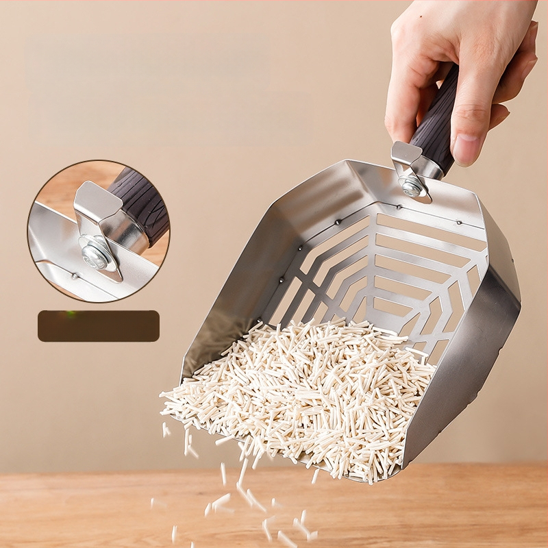 Lopată din oțel inoxidabil pentru nisip de pisică; potrivită pentru pisici și câini; neimportat; fără marcă