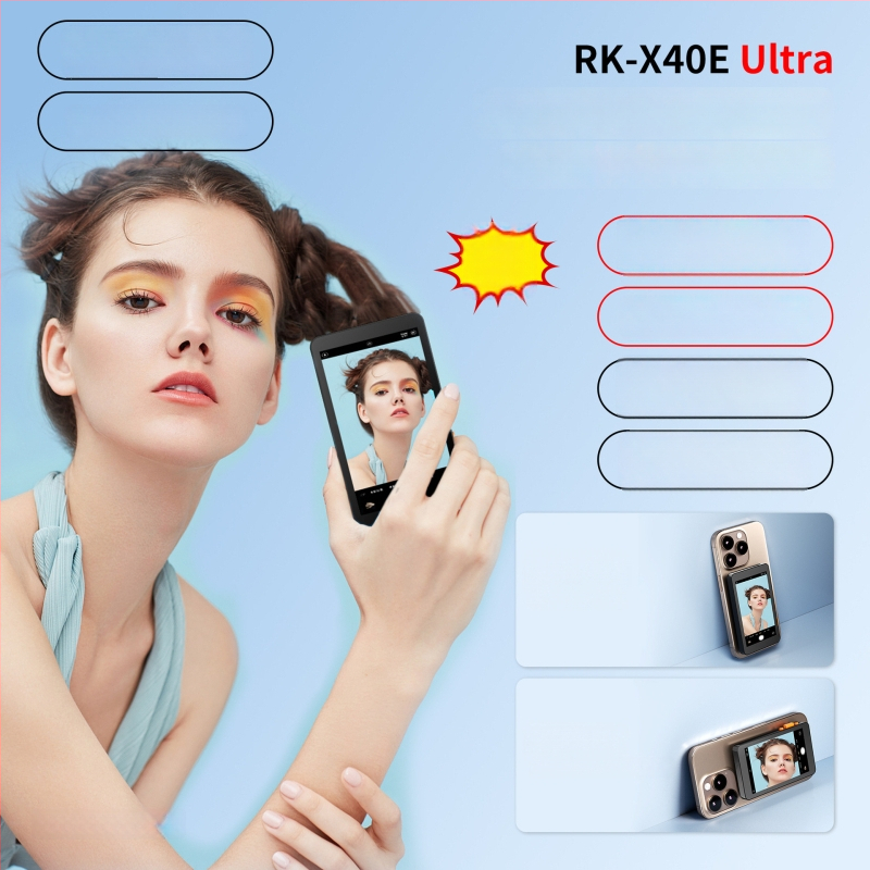 Bežični adapter za zrcaljenje zaslona za selfie na mobilnim telefonima, 4-inčni veliki zaslon, magnetski zaslon i stražnja kamera