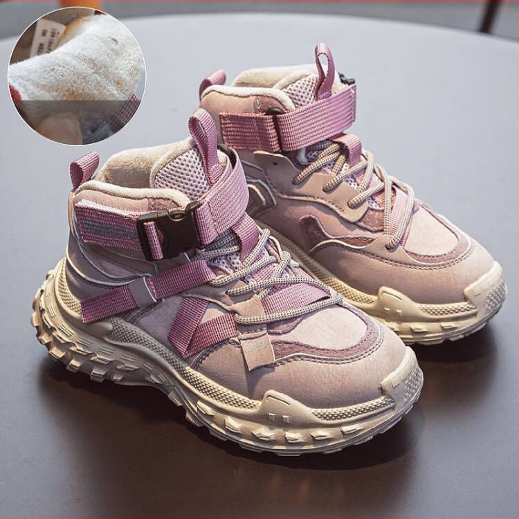 Lányok téli sportcipő fleece bélés – elöl fűzővel, mikroszálas bőr felsőrész, EVA talp, vízálló