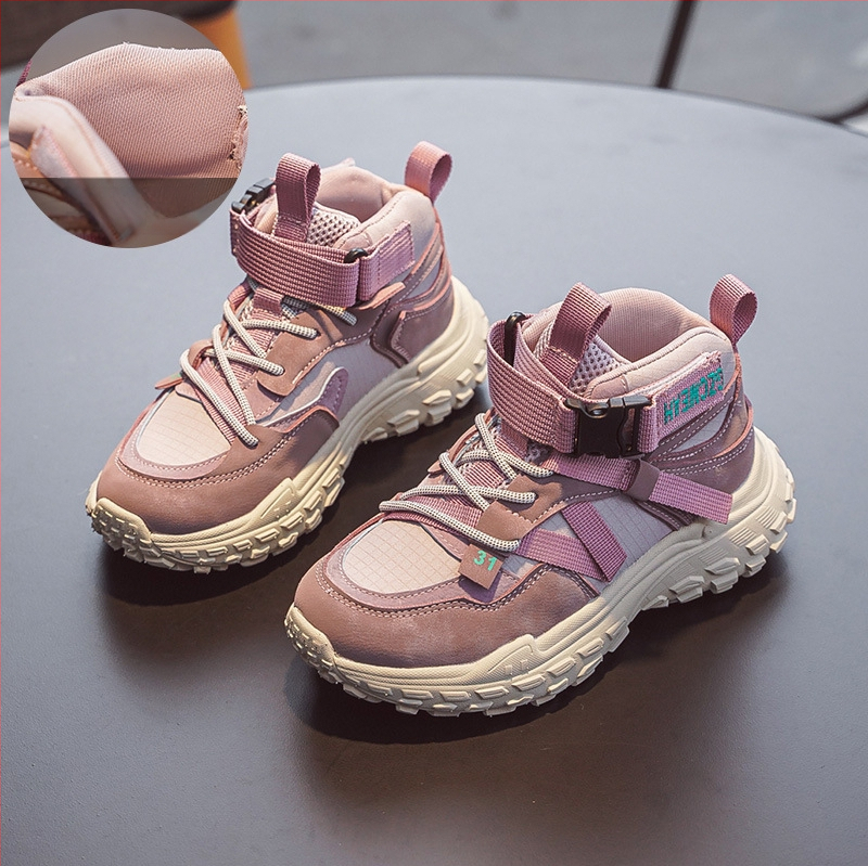 Lányok téli sportcipő fleece bélés – elöl fűzővel, mikroszálas bőr felsőrész, EVA talp, vízálló