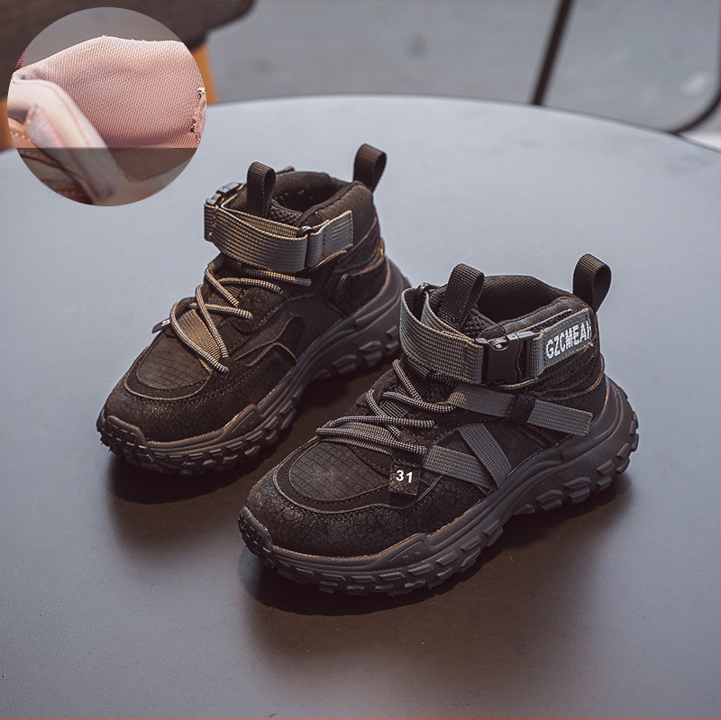 Lányok téli sportcipő fleece bélés – elöl fűzővel, mikroszálas bőr felsőrész, EVA talp, vízálló