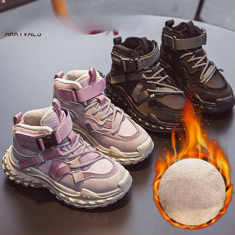 Lányok téli sportcipő fleece bélés – elöl fűzővel, mikroszálas bőr felsőrész, EVA talp, vízálló