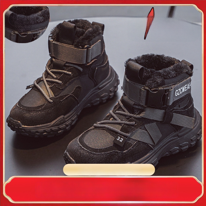 Lányok téli sportcipő fleece bélés – elöl fűzővel, mikroszálas bőr felsőrész, EVA talp, vízálló