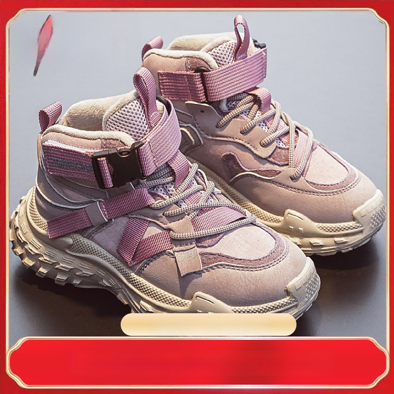 Lányok téli sportcipő fleece bélés – elöl fűzővel, mikroszálas bőr felsőrész, EVA talp, vízálló