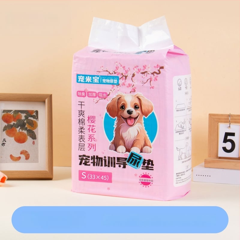 Pad de urină pentru animale de companie Sakura – Deodorant, absorbant, impermeabil pentru câini (țesătură nețesută; pulpă puf; rășină absorbantă; folie PE inferioară etanșă; hârtie absorbantă)