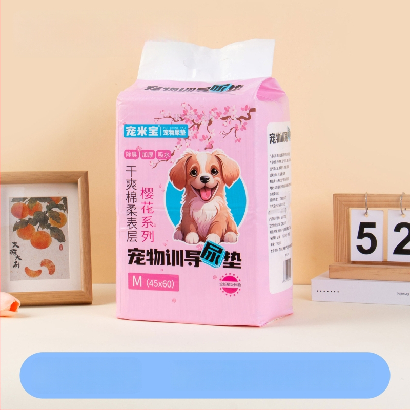 Pad de urină pentru animale de companie Sakura – Deodorant, absorbant, impermeabil pentru câini (țesătură nețesută; pulpă puf; rășină absorbantă; folie PE inferioară etanșă; hârtie absorbantă)