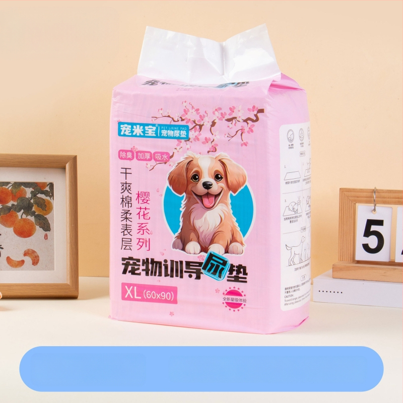 Pad de urină pentru animale de companie Sakura – Deodorant, absorbant, impermeabil pentru câini (țesătură nețesută; pulpă puf; rășină absorbantă; folie PE inferioară etanșă; hârtie absorbantă)