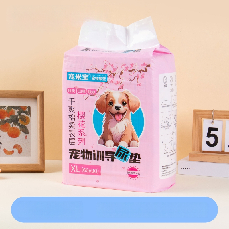 Pad de urină pentru animale de companie Sakura – Deodorant, absorbant, impermeabil pentru câini (țesătură nețesută; pulpă puf; rășină absorbantă; folie PE inferioară etanșă; hârtie absorbantă)