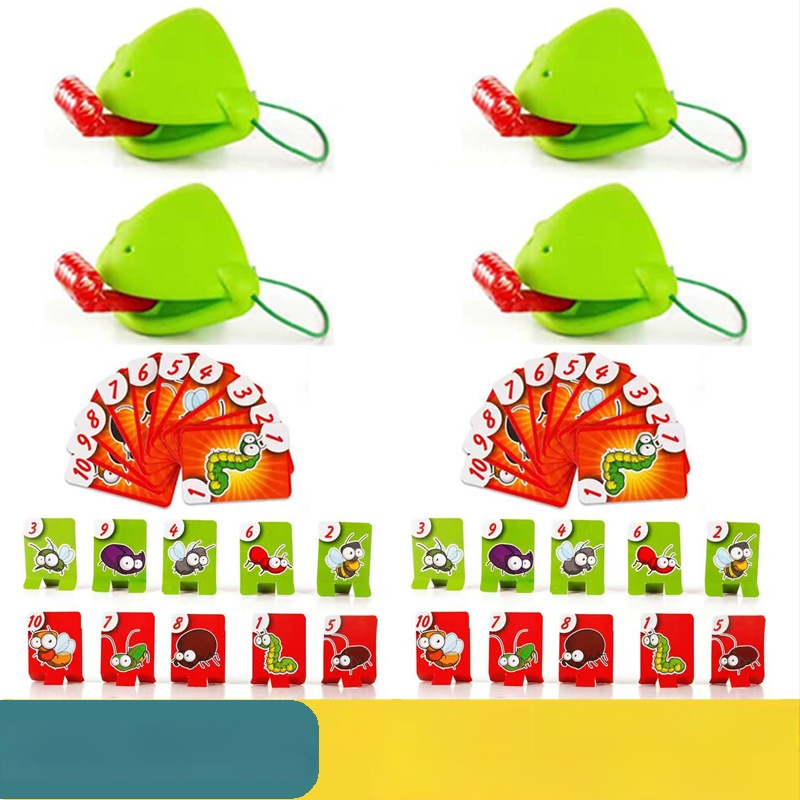 Настолна семейна игра: жабешка уста и език, цветен гущер и тема със змии, състезателни карти за родители и деца — мека гума, цветна кутия, развива координацията ръка-око