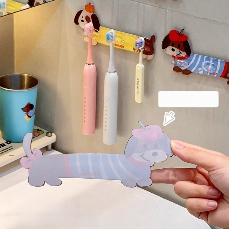 Suport pentru periuțe de dinți, montat pe perete, fără găuri, acrilic, pentru periuțe electrice, potrivit pentru o familie de trei