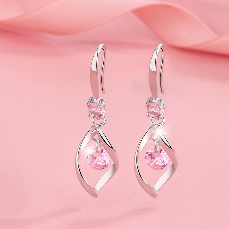 Pasisukantys auskarai su kilpa, vario pagrindas, lašinio formos, auksu dengti dirbiniai akmenys, elektroplatinimas