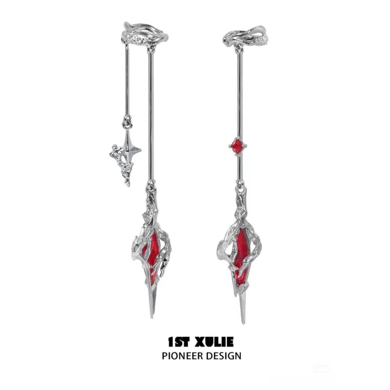 Cercei cu cârlig pentru ureche - fără piercing, clipsuri pentru osul urechii, aliaj, electroplacare, ambalaj individual