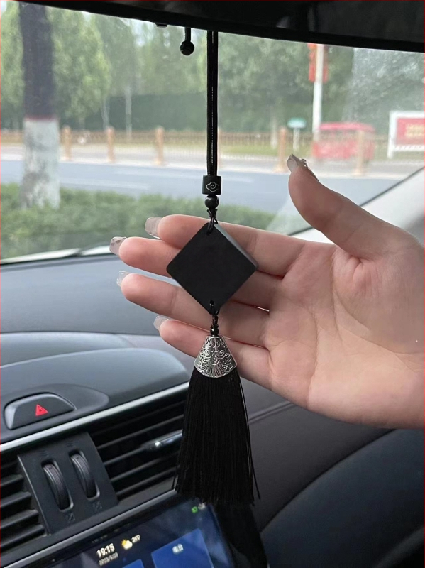 Ručni rad, dvostruki privjesak za auto od ebonovog drveta za unutarnju dekoraciju