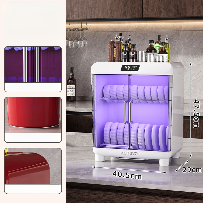 Laualine PP-materjalist nõudekuivati UV-desinfitseerimisega, sobib kaussidele ja taldrikutele, Euroopa stiilis