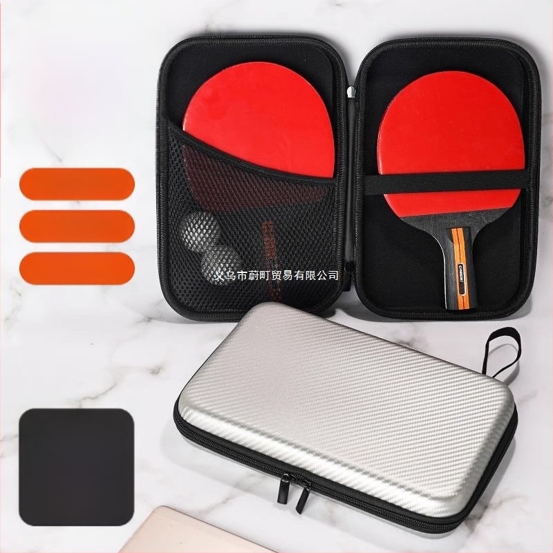 Geantă pentru rachete de ping-pong, husă dură de protecție, capacitate mare, compartimente duale pentru rachete (orizontal și vertical)
