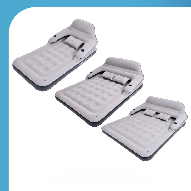 JILONG pripučiamas lova su nugara, stori nugara atrama, nešiojamas lauko oro čiužinys, 6 kg, flokoto paviršiaus tekstūra