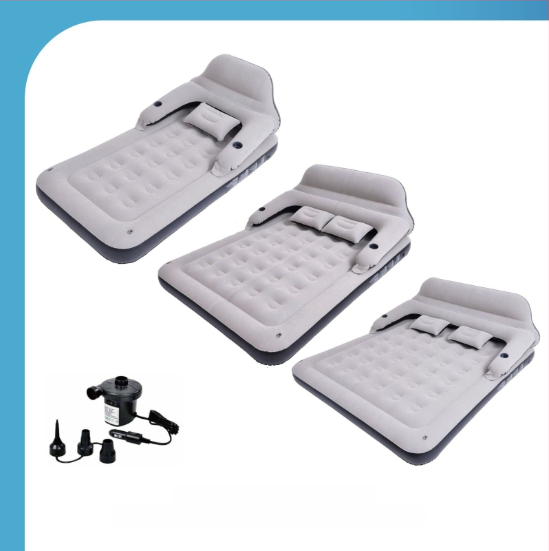 JILONG pripučiamas lova su nugara, stori nugara atrama, nešiojamas lauko oro čiužinys, 6 kg, flokoto paviršiaus tekstūra