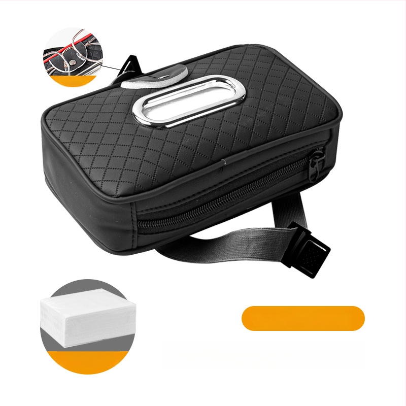 Δερμάτινο κουτί χαρτοπετσέτας αυτοκινήτου με λουρί, για ηλιοπροστασία και μαξιλαράκι βραχίονα, κλιπ γυαλιών