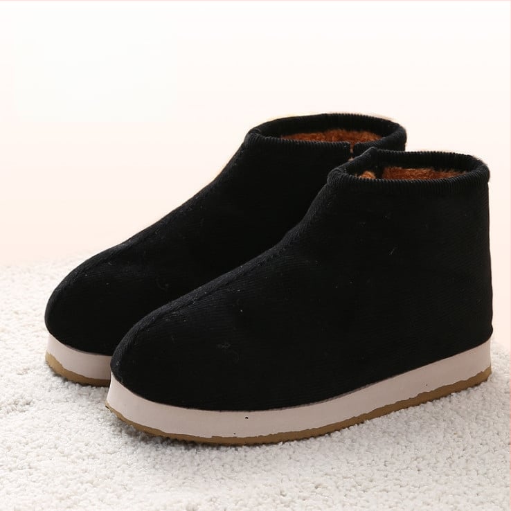 Домашни памучни пантофки с дебела подметка в етно стил, унисекс, антихлъзгащи и износоустойчиви за зимата