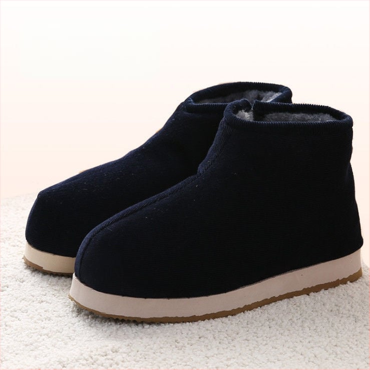 Домашни памучни пантофки с дебела подметка в етно стил, унисекс, антихлъзгащи и износоустойчиви за зимата