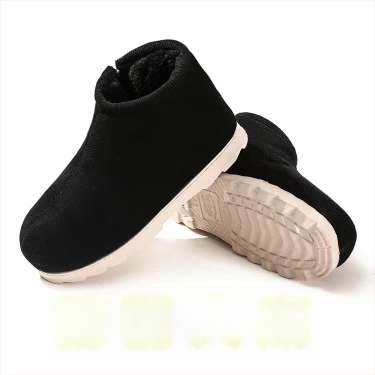 Домашни памучни пантофки с дебела подметка в етно стил, унисекс, антихлъзгащи и износоустойчиви за зимата